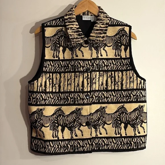 Vintage 80s 90s Tapestry Zebra Vest Woman’s Large - Picture 7 of 11